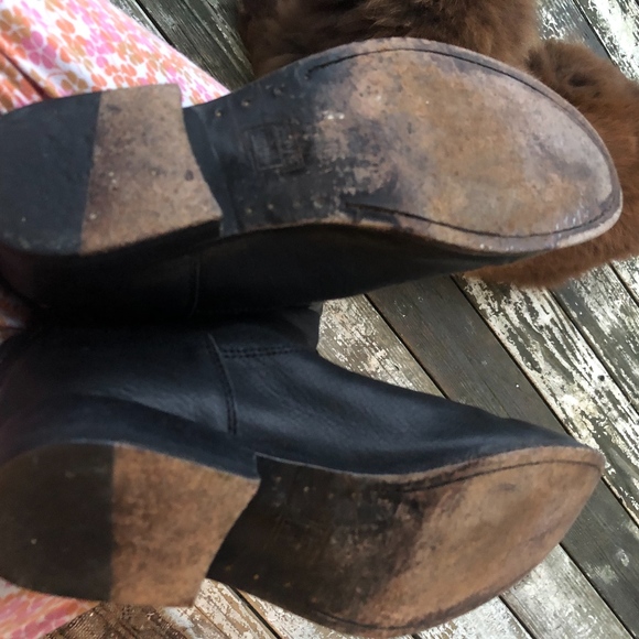 BLACK LEATHER FRYE SNAP BUTTON ZIP KNEE HIGH BOOTS - Picture 7 of 7